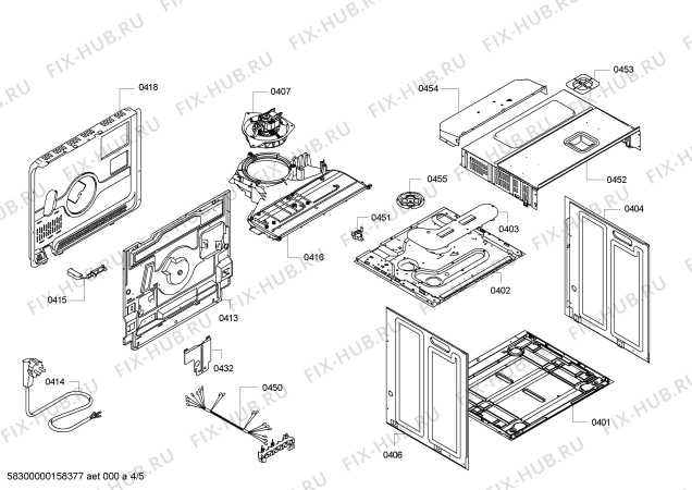 Схема №5 HBA64A250F с изображением Передняя часть корпуса для плиты (духовки) Bosch 00704692