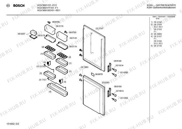 Взрыв-схема холодильника Bosch KGV3601 - Схема узла 02