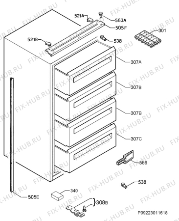 Взрыв-схема холодильника Aeg Electrolux AGS58800S0 - Схема узла Housing 001