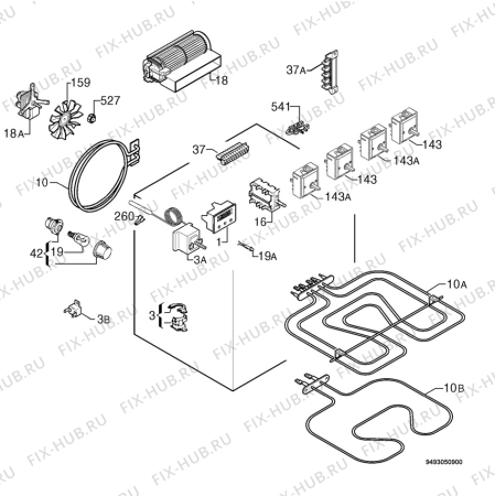 Взрыв-схема плиты (духовки) Privileg 00220494_61231 - Схема узла Electrical equipment 268