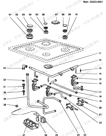 Взрыв-схема плиты (духовки) Ariston C531E4EBRS (F013480) - Схема узла