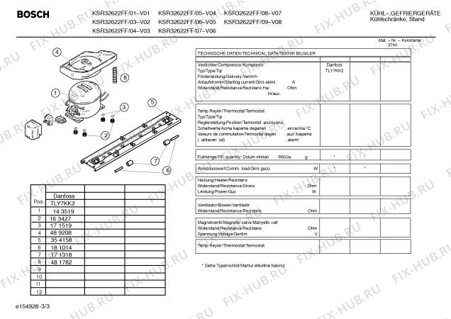 Взрыв-схема холодильника Bosch KSR32622FF - Схема узла 03