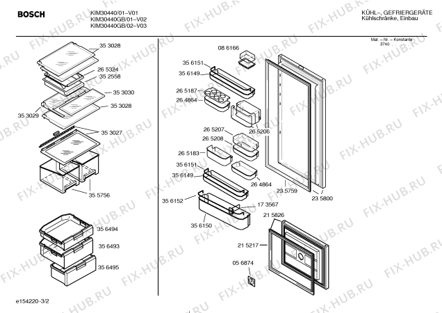 Взрыв-схема холодильника Bosch KIM30440 - Схема узла 02