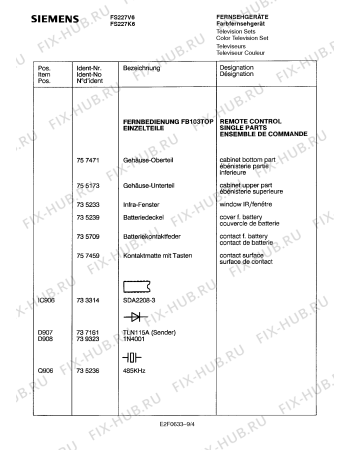 Схема №7 FS228L4FF с изображением Переключатель для телевизора Siemens 00757954