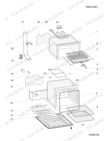 Взрыв-схема плиты (духовки) Indesit IT50E1X (F075064) - Схема узла