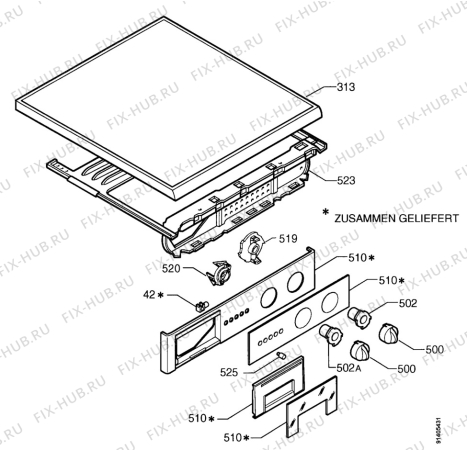 Взрыв-схема стиральной машины Zanker LFR2050 - Схема узла Control panel and lid