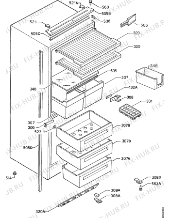 Взрыв-схема холодильника Aeg S3130I - Схема узла Housing 001