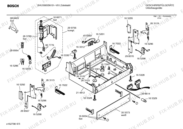 Взрыв-схема посудомоечной машины Bosch SHU5905SK Mixx - Схема узла 05