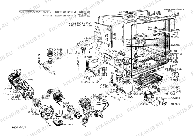 Взрыв-схема посудомоечной машины Bosch 0730101527 GV121M - Схема узла 02
