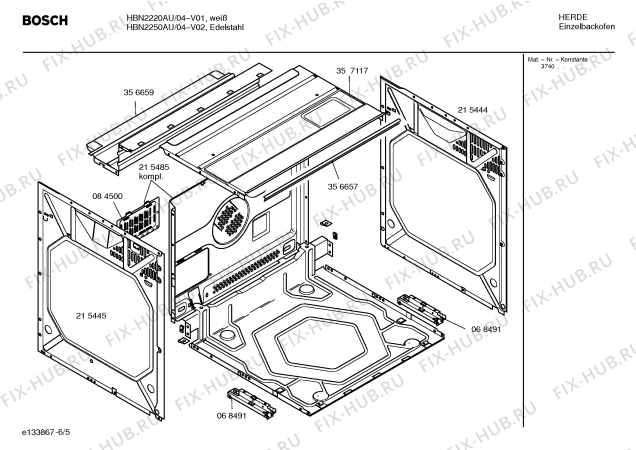 Схема №4 HBN2250AU с изображением Инструкция по эксплуатации для плиты (духовки) Bosch 00528502