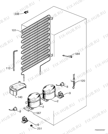 Взрыв-схема холодильника Faure FRC363W1 - Схема узла Cooling system 017