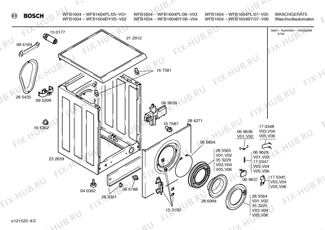 Схема №2 WFB1604PL WFB1604 с изображением Панель управления для стиралки Bosch 00351386