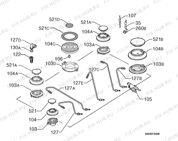 Взрыв-схема плиты (духовки) Zanussi ZGF789ITCX - Схема узла Functional parts 267