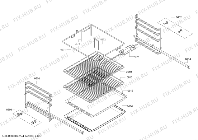 Взрыв-схема плиты (духовки) Bosch HBG76R520F - Схема узла 06