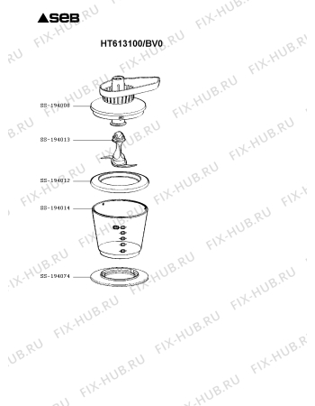 Взрыв-схема блендера (миксера) Seb HT613100/BV0 - Схема узла KP004444.4P3