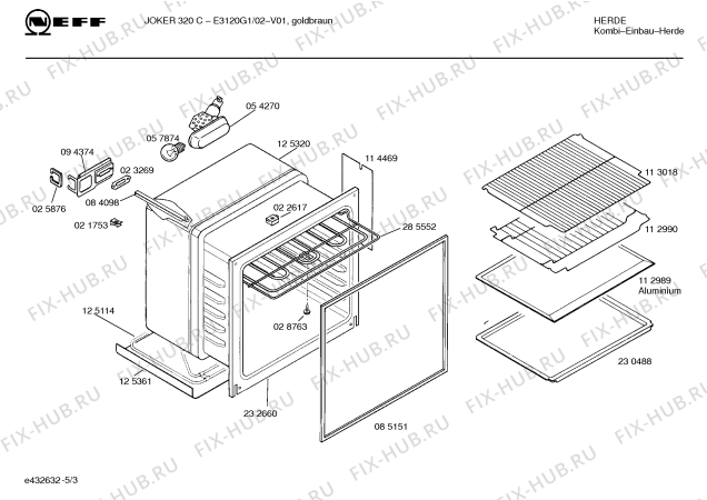 Взрыв-схема плиты (духовки) Neff E3120G1 JOKER 320 C - Схема узла 03
