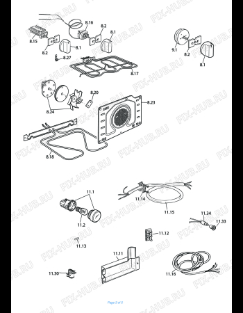 Взрыв-схема плиты (духовки) DELONGHI YEMX 664 V - Схема узла 3