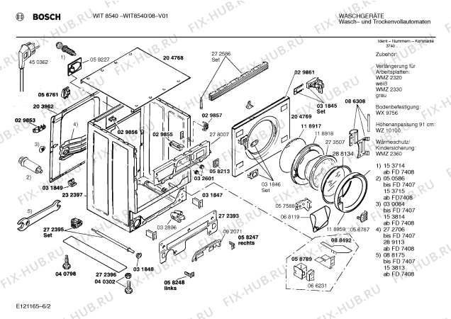 Схема №4 WFT6030DC WFT6030 с изображением Таблица программ для стиралки Bosch 00516801