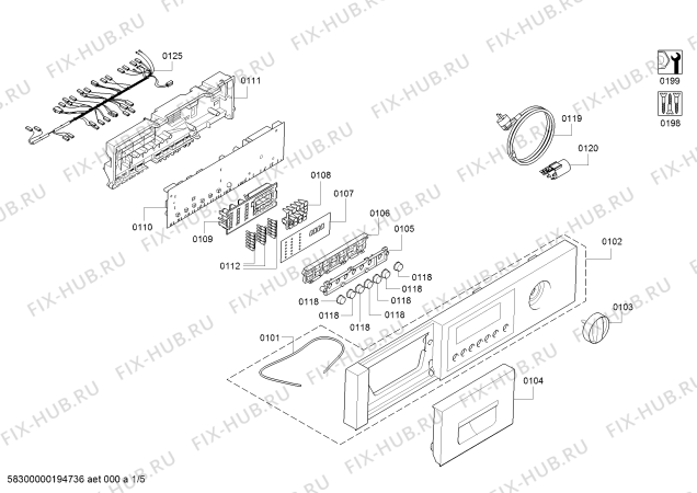 Схема №2 V6540X1OE с изображением Панель управления для стиральной машины Bosch 11012266