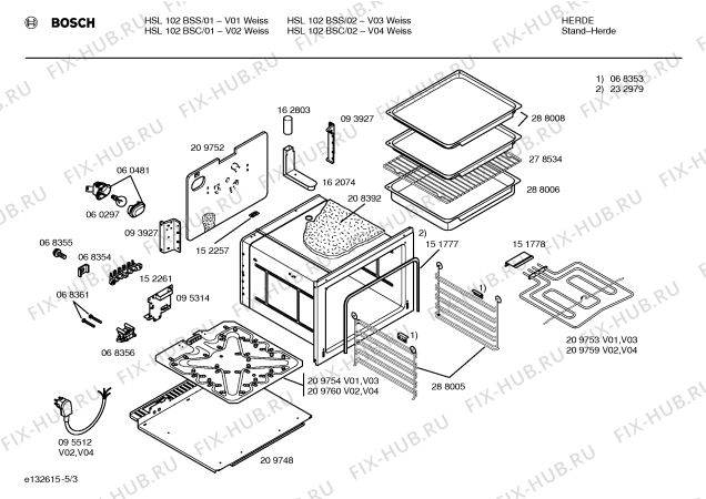 Взрыв-схема плиты (духовки) Bosch HSL102BSS - Схема узла 03