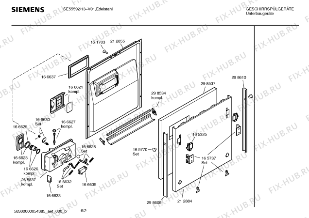 Взрыв-схема посудомоечной машины Siemens SE55592 - Схема узла 02
