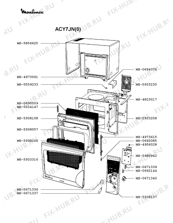 Схема №2 ACY7JN(0) с изображением Стекло двери для микроволновки Moulinex MS-5938106