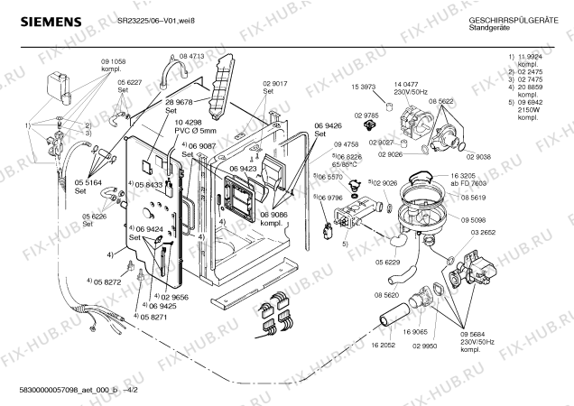 Взрыв-схема посудомоечной машины Siemens SR23225 - Схема узла 02