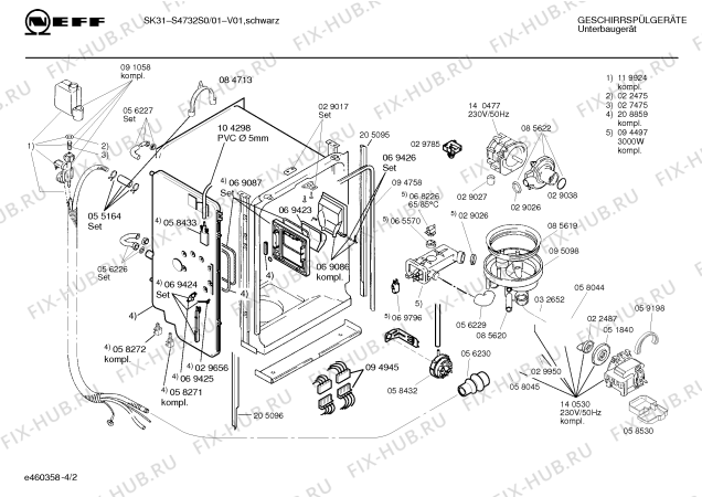 Схема №3 S4732S0 SK 31 с изображением Панель для посудомоечной машины Bosch 00288091