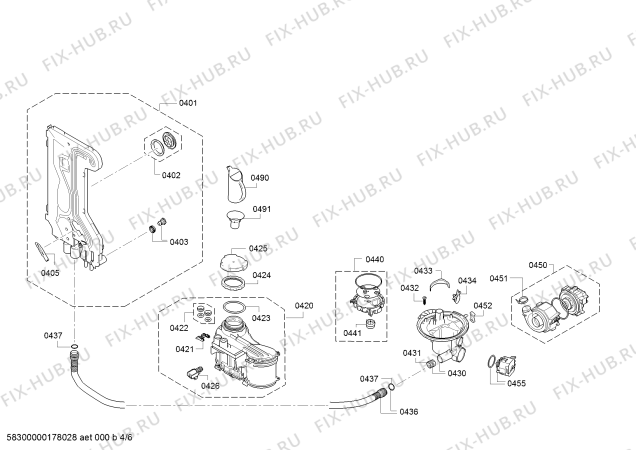 Взрыв-схема посудомоечной машины Siemens SR44E202SK - Схема узла 04