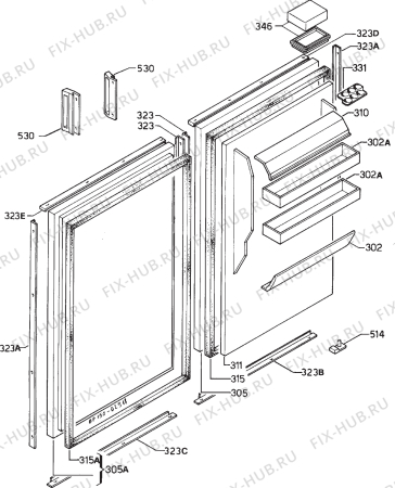 Взрыв-схема холодильника Aeg S2240USB - Схема узла Door 003