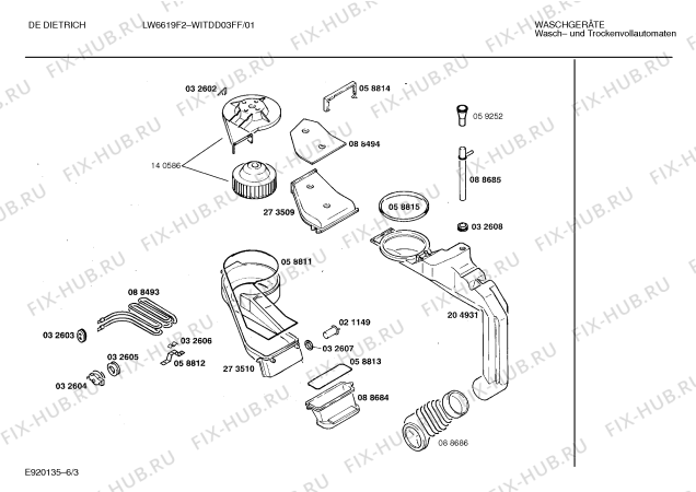 Схема №6 WIMTM02FF THERMOR LI 5886 B с изображением Ручка для стиральной машины Bosch 00095181