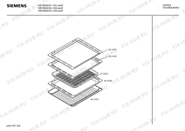 Взрыв-схема плиты (духовки) Siemens HB79020 - Схема узла 06