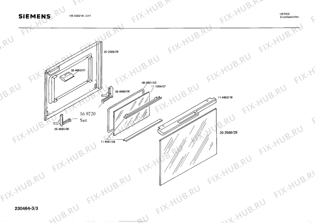 Взрыв-схема плиты (духовки) Siemens HB030216 - Схема узла 03
