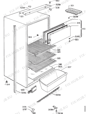 Взрыв-схема холодильника Faure FRI233W - Схема узла Housing 001