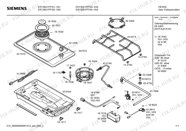 Схема №1 ER13651PP Siemens с изображением Инструкция по эксплуатации для духового шкафа Siemens 00691463