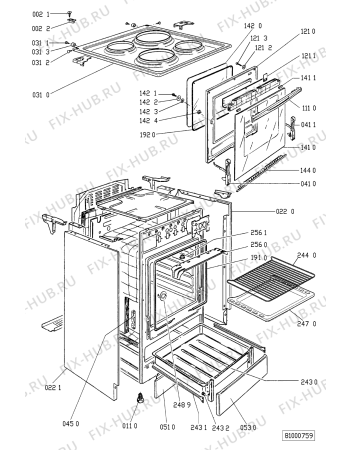 Взрыв-схема плиты (духовки) Bauknecht SNI 4510 (400V) SNI 4510 WS CH - Схема узла