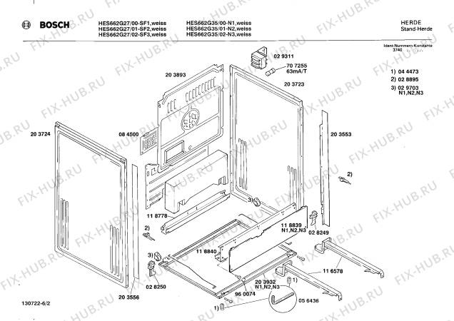 Схема №3 HES662G27 с изображением Панель для духового шкафа Bosch 00118856