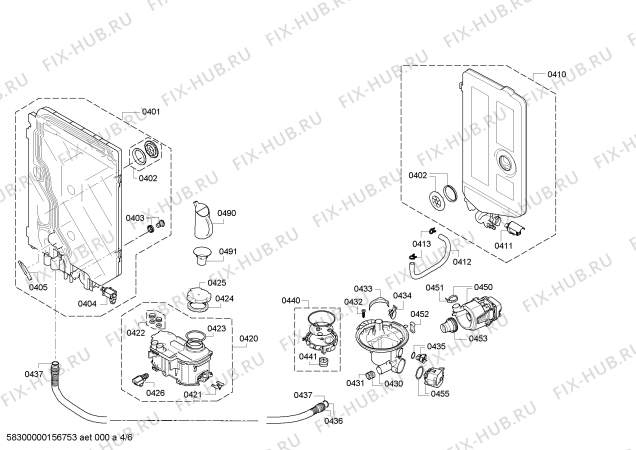 Взрыв-схема посудомоечной машины Bosch SMI69M95EU ActiveWater Eco - Схема узла 04