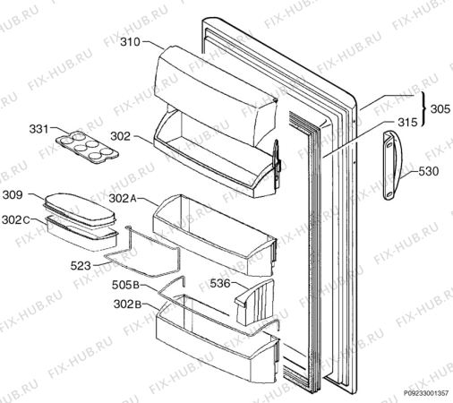 Взрыв-схема холодильника Aeg S1643-6TK - Схема узла Door 003