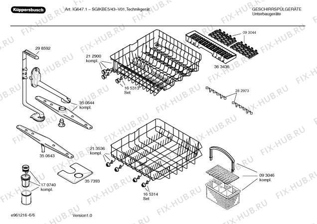 Взрыв-схема посудомоечной машины Kueppersbusch SGIKBE5 - Схема узла 06