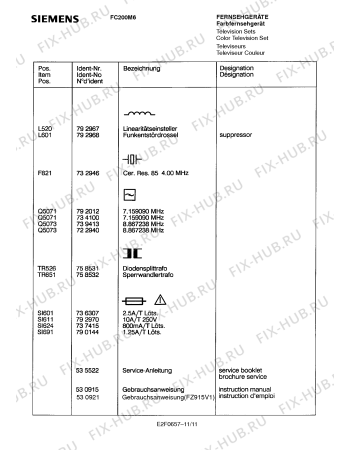 Схема №7 FC200M6 с изображением Инструкция по эксплуатации для телевизора Siemens 00530915