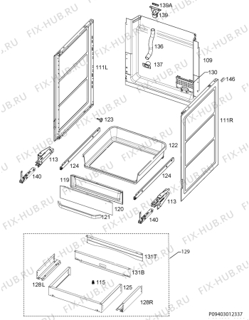 Взрыв-схема плиты (духовки) Husqvarna Electrolux QSG6132W 400V - Схема узла Housing 001