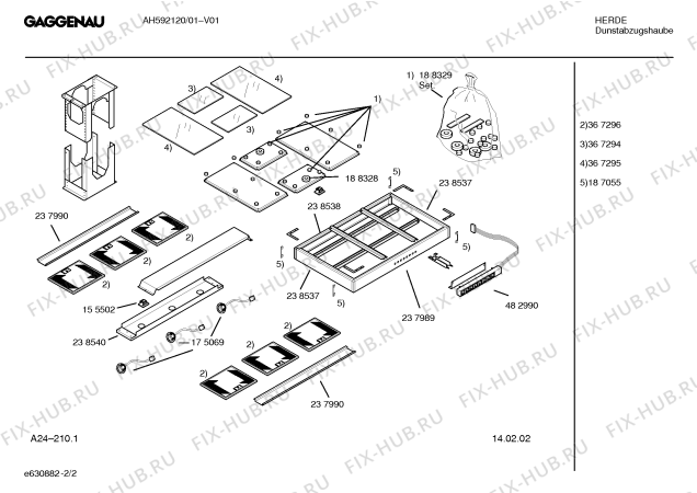 Взрыв-схема вытяжки Gaggenau AH592120 - Схема узла 02