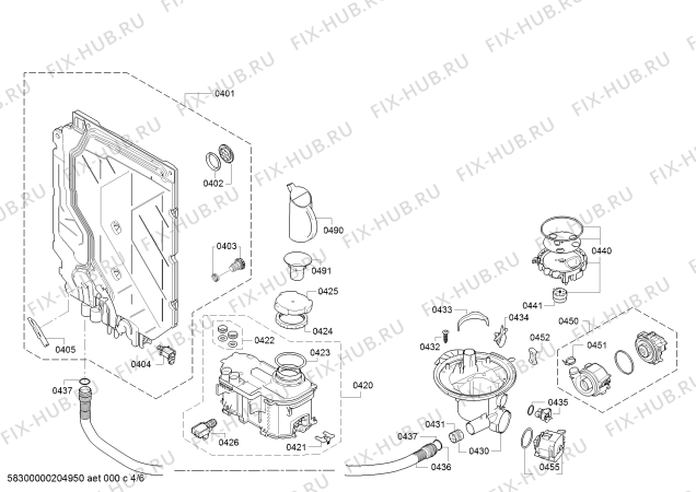 Взрыв-схема посудомоечной машины Siemens SN536S00EE - Схема узла 04