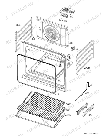 Взрыв-схема плиты (духовки) Aeg BPK55632PM - Схема узла Oven