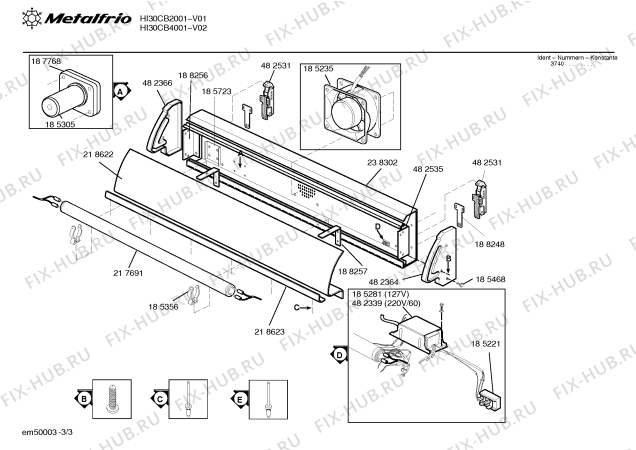 Взрыв-схема холодильника Metalfrio HI30CB2001 LINHA HORIZONTAL HI30C - Схема узла 03