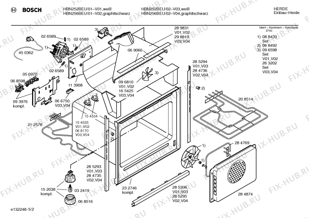 Взрыв-схема плиты (духовки) Bosch HBN256BEU - Схема узла 02