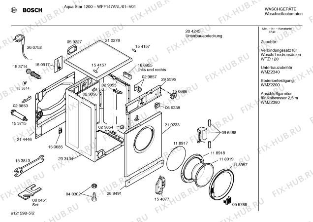 Схема №2 WFF147ANL, Aqua Star 1200 с изображением Ручка для стиралки Bosch 00266110