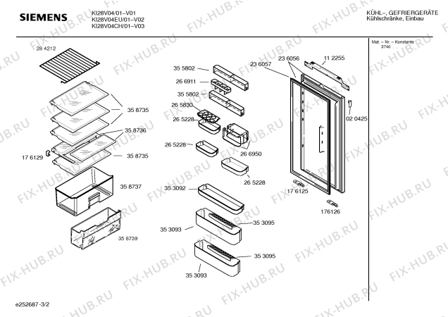 Схема №1 KI32V04IE с изображением Плата для холодильной камеры Siemens 00358736