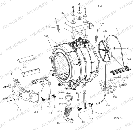 Взрыв-схема стиральной машины Hotpoint WML540PUKK (F065122) - Схема узла